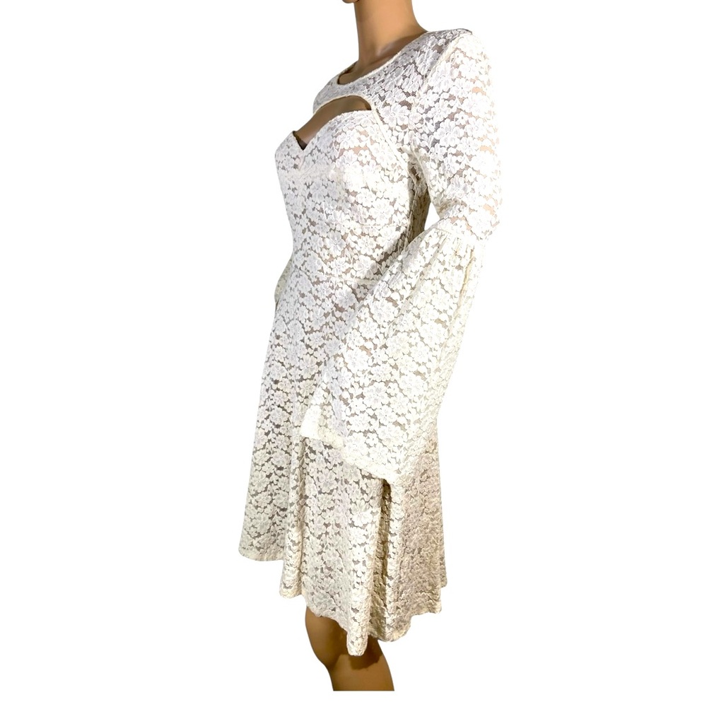 BCBGMaxAzria Cream Lace Long Sleeve Dress